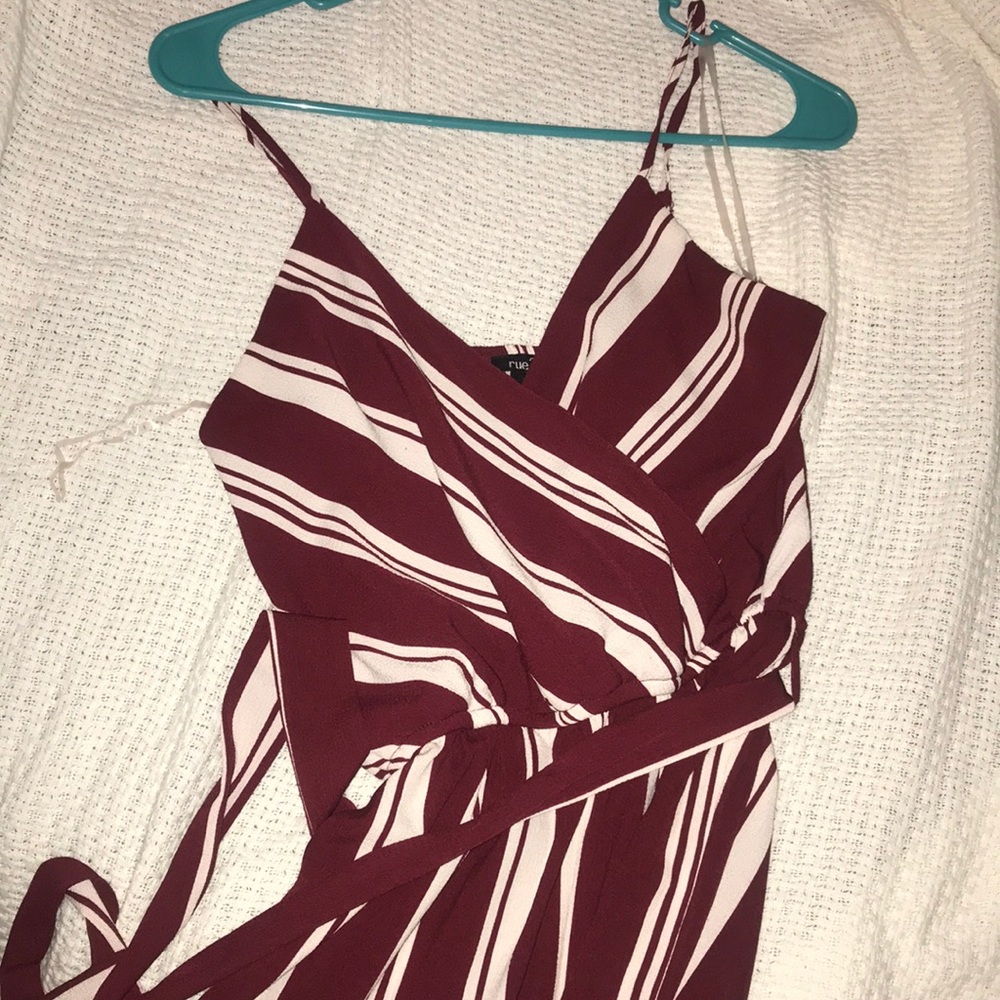 Maroon striped jumpsuit
